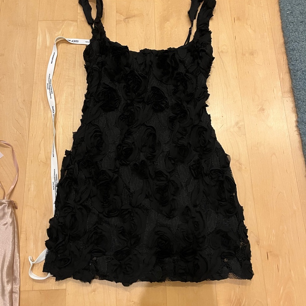 Chic Black Floral Textured Dress